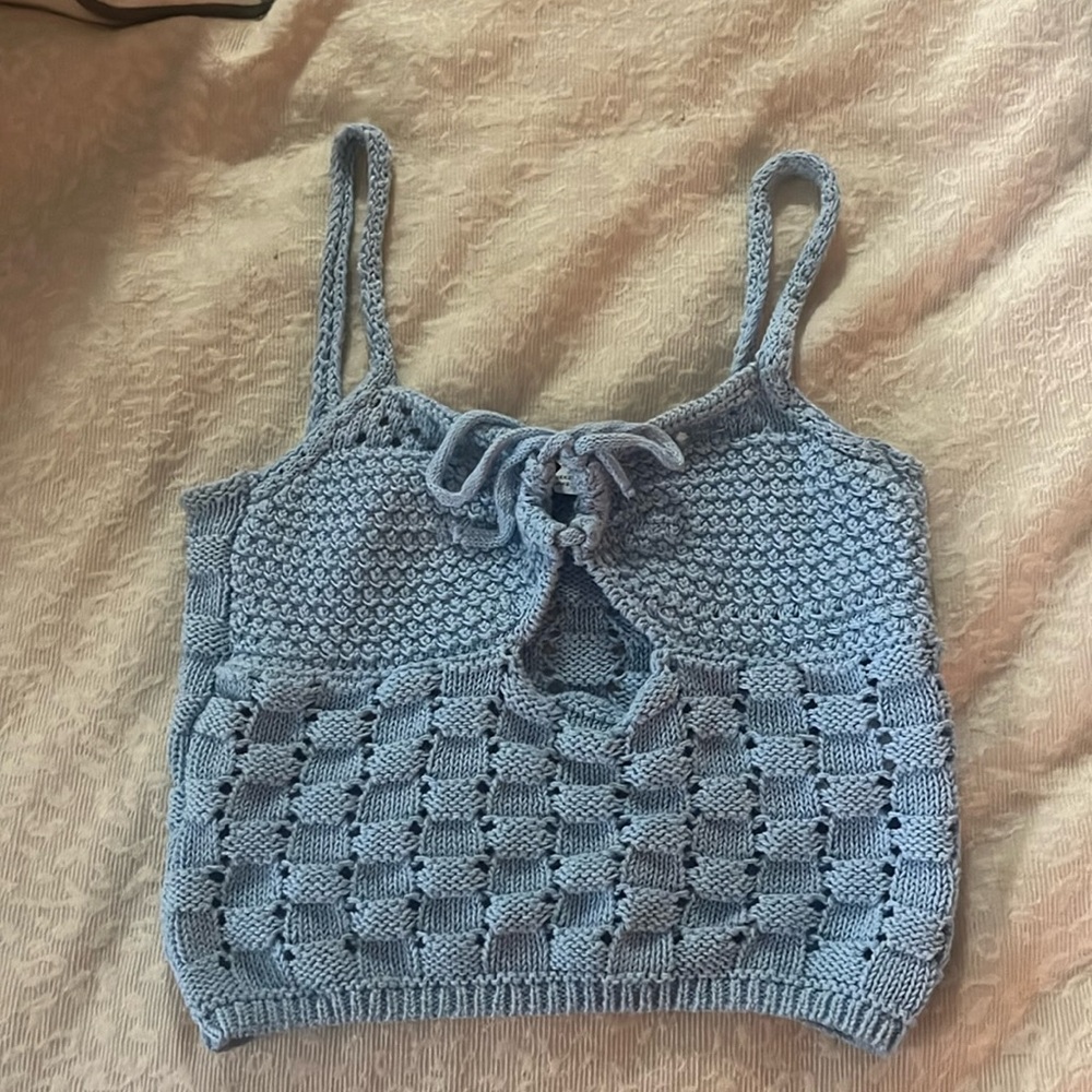 Zara blue crochet tank